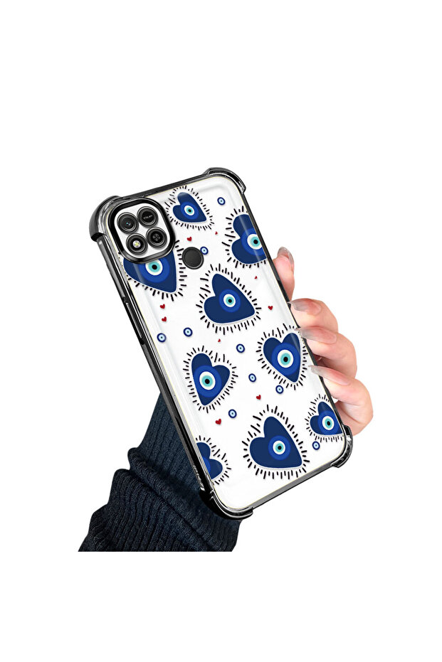 حافظة حماية من السيليكون الشفاف المتوافقة مع هاتف Xiaomi Redmi 9C بنمط العين الشريرة - 3