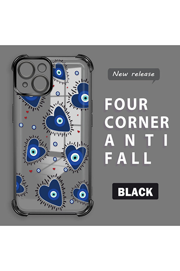 حافظة حماية من السيليكون الشفاف المتوافقة مع هاتف iPhone 14 بنمط العين الشريرة - 1