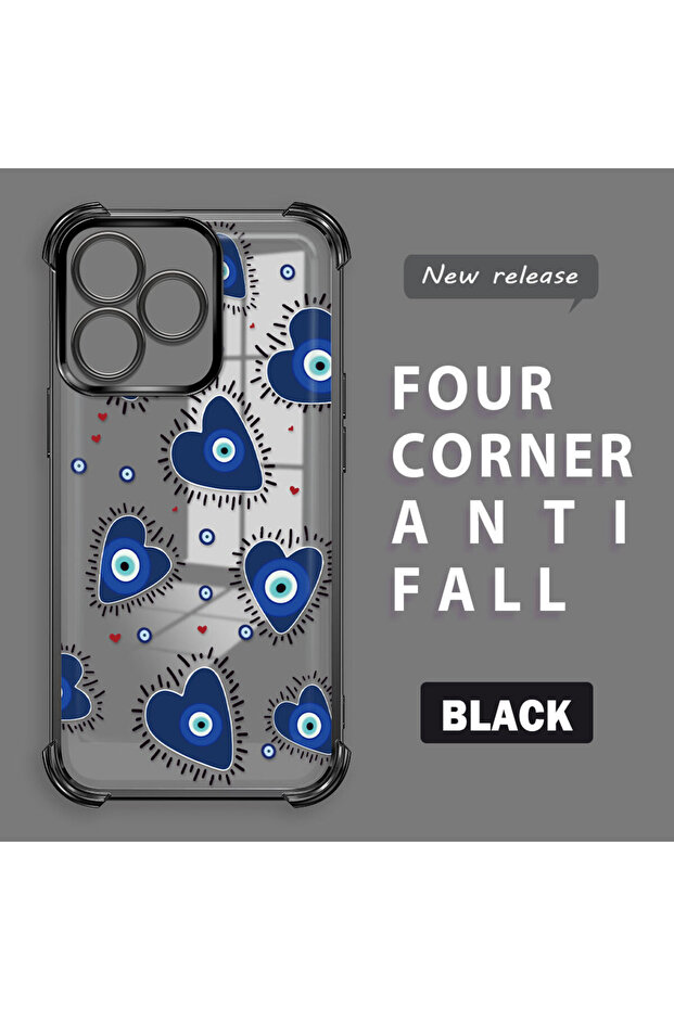 Realme Note 50 Compatible Transparent Silicone Flutter Protective Case Evil Eye Pattern - 1