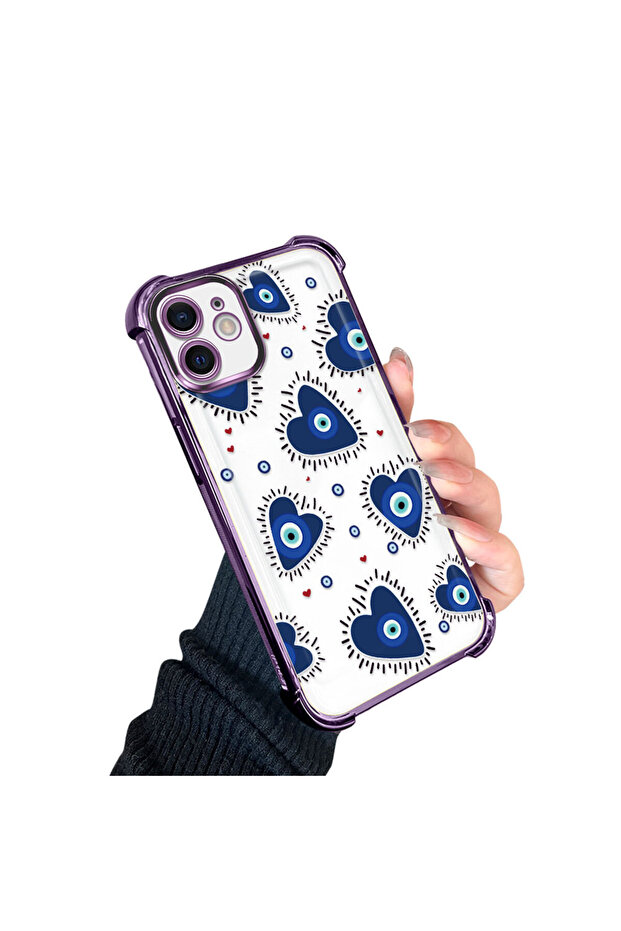 حافظة حماية من السيليكون الشفاف المتوافقة مع هاتف iPhone 12 بنمط العين الشريرة - 3