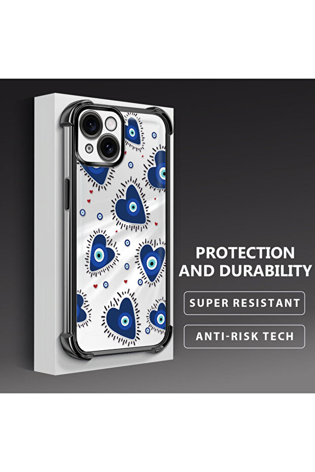 غطاء حماية شفاف من السيليكون متوافق مع آيفون 15 بنمط العين الشريرة - 5