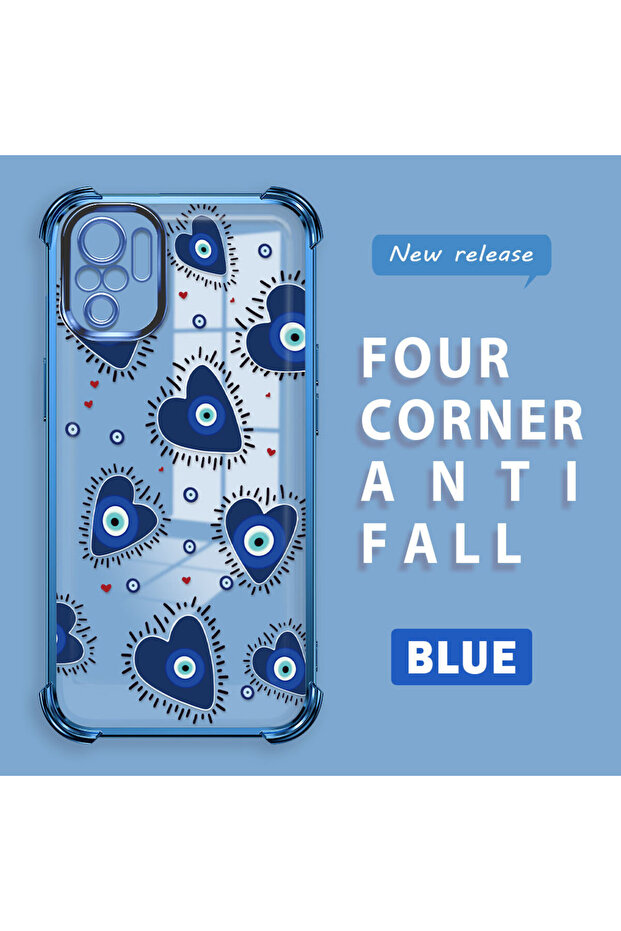 Xiaomi Redmi Note 10 Compatible Transparent Silicone Flutter Protective Case Evil Eye Pattern - 1