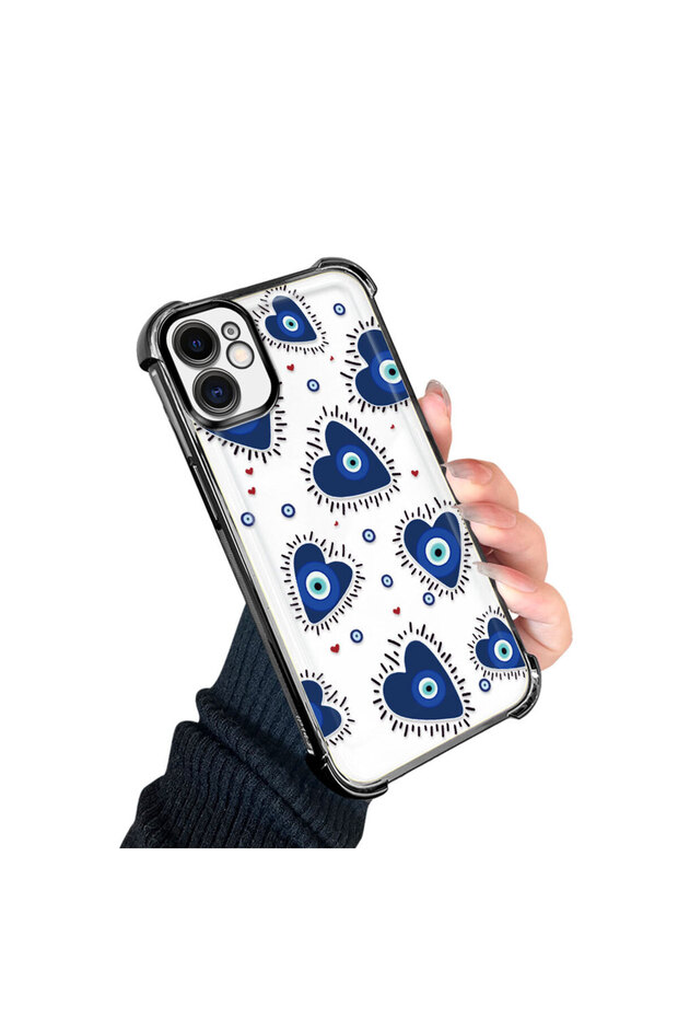 حافظة حماية من السيليكون الشفاف المتوافقة مع هاتف iPhone 11 بنمط العين الشريرة - 4