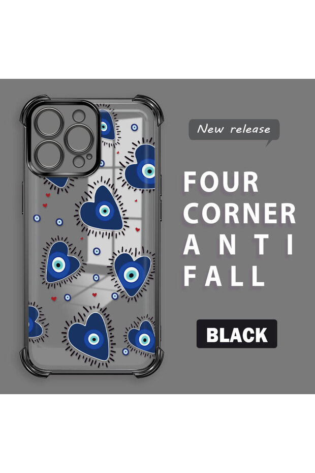 حافظة واقية من السيليكون الشفاف المتوافقة مع هاتف iPhone 16 Pro Max بنمط العين الشريرة - 1