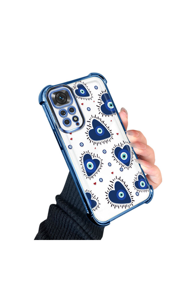 Xiaomi Redmi Note 11 Compatible Transparent Silicone Flutter Protective Case Evil Eye Pattern - 4