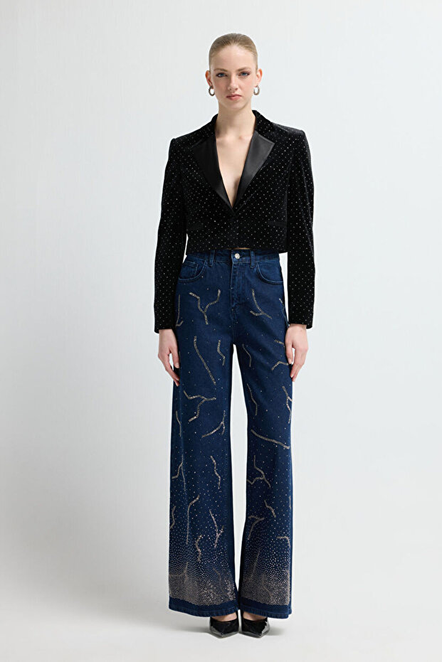 Taşlı Kadife Ceket - 3