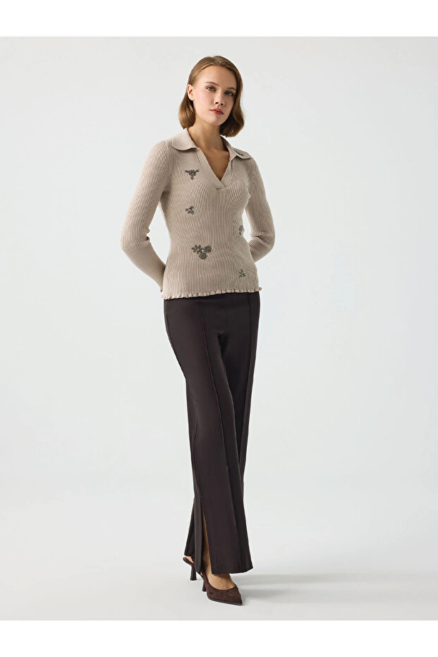 POLO YAKA TAŞ İŞLEMELİ TRİKO - 2