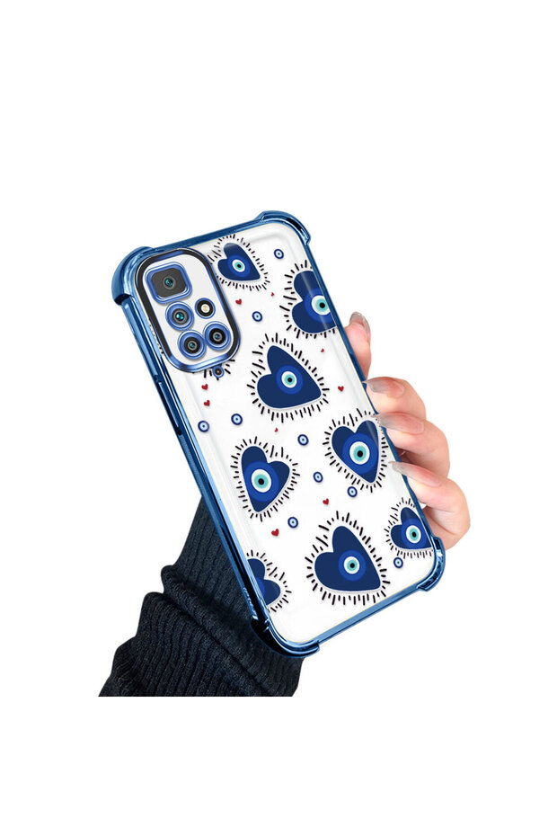 حافظة حماية من السيليكون الشفاف المتوافقة مع هاتف Xiaomi Redmi 10 بنمط العين الشريرة - 3