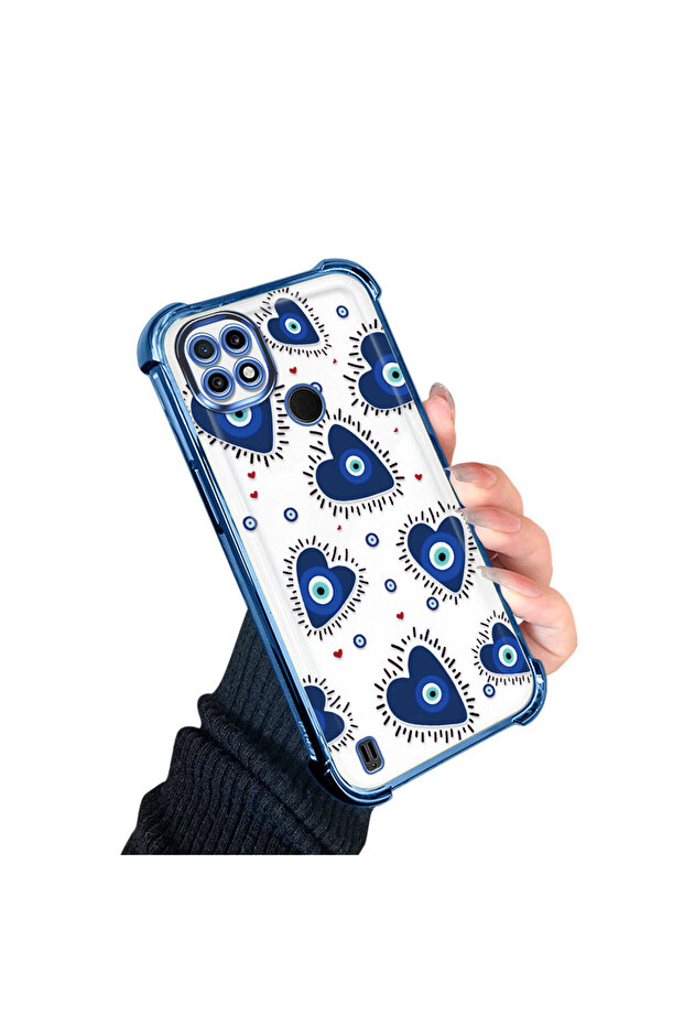 Realme C21 Compatible Transparent Silicone Flutter Protective Case Evil Eye Pattern - 3