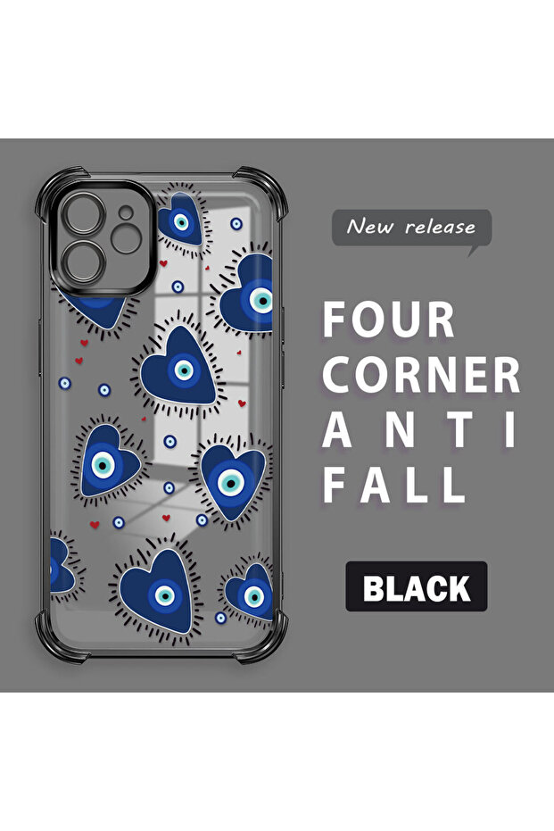 حافظة حماية من السيليكون الشفاف المتوافقة مع هاتف iPhone 12 بنمط العين الشريرة - 1