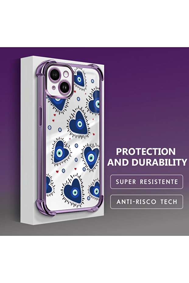 حافظة حماية من السيليكون الشفاف المتوافقة مع هاتف iPhone 14 Plus بنمط العين الشريرة - 4
