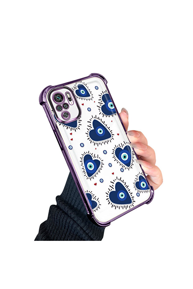 حافظة حماية من السيليكون الشفاف المتوافقة مع هاتف Xiaomi Redmi Note 10S بنمط العين الشريرة - 4