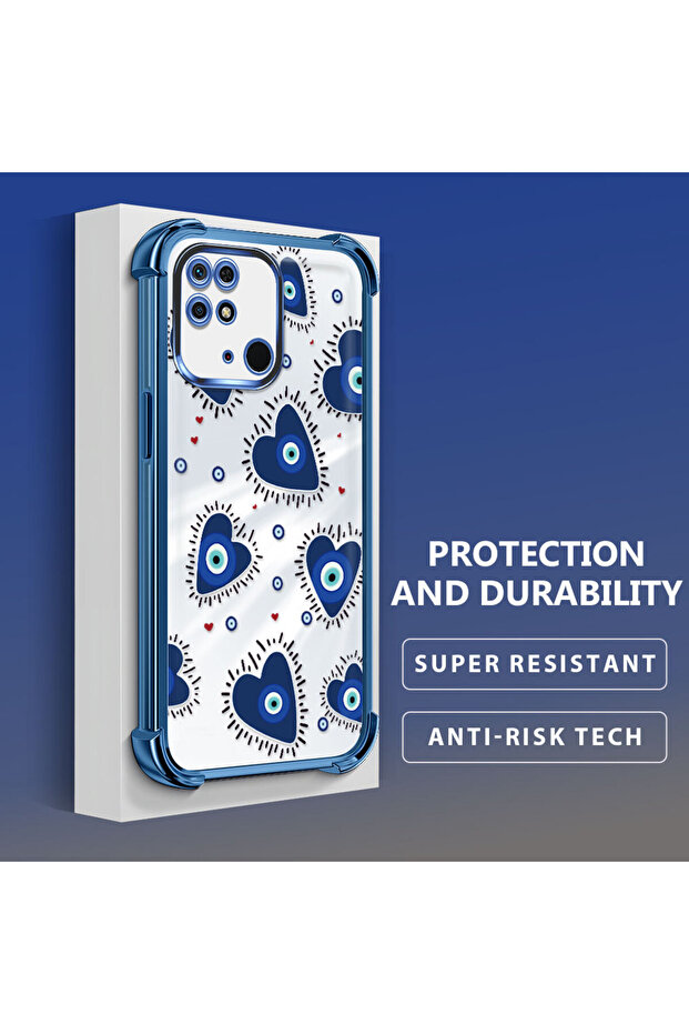 حافظة حماية من السيليكون الشفاف المتوافقة مع هاتف Xiaomi Redmi 10C بنمط العين الشريرة - 4