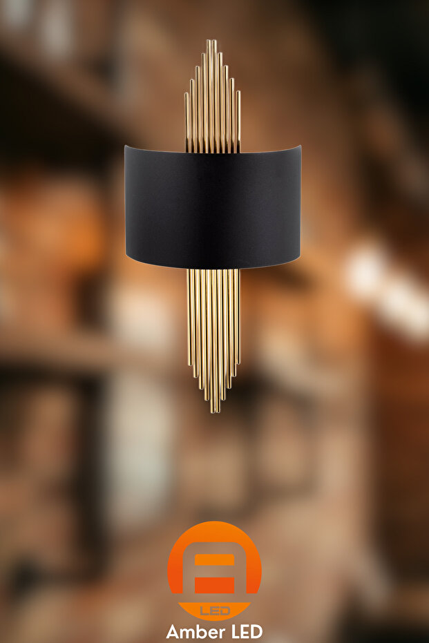 Black Metal Sconce with Tufts E27 Wall Lighting 35X22X75 cm Living Room