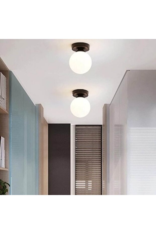 Mat Globe Wall Lamp E27 Socket Black - 2