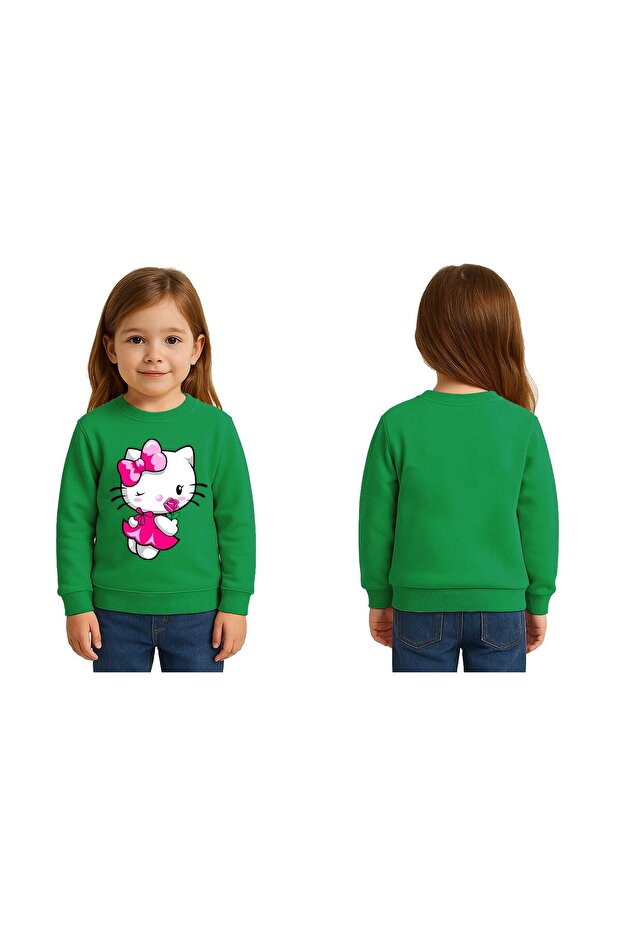 Unisex Hello Kitty Printed Children's Sweatshirt 3 Thread Raised