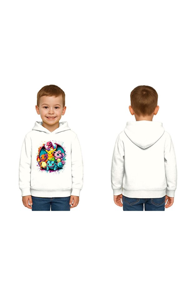Unisex Pokemon Printed Children's Swaetshirt 3 Thread Raised