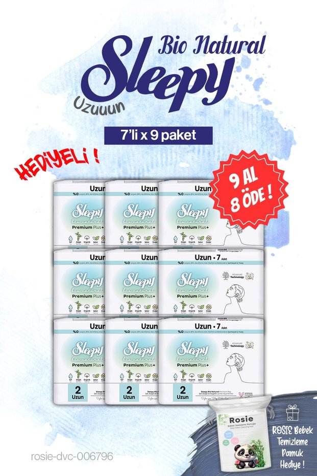 Bio Natural 9 for the Price of 8, 7-Pack Long Pads and Rosie
