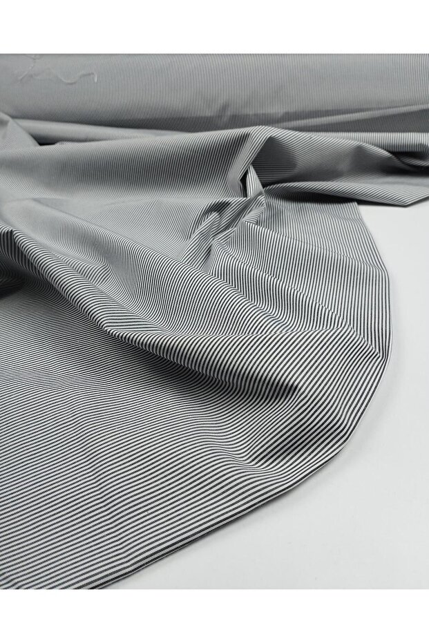 Navy Blue White Striped Cotton Synthetic Fabric Width: 145 cm