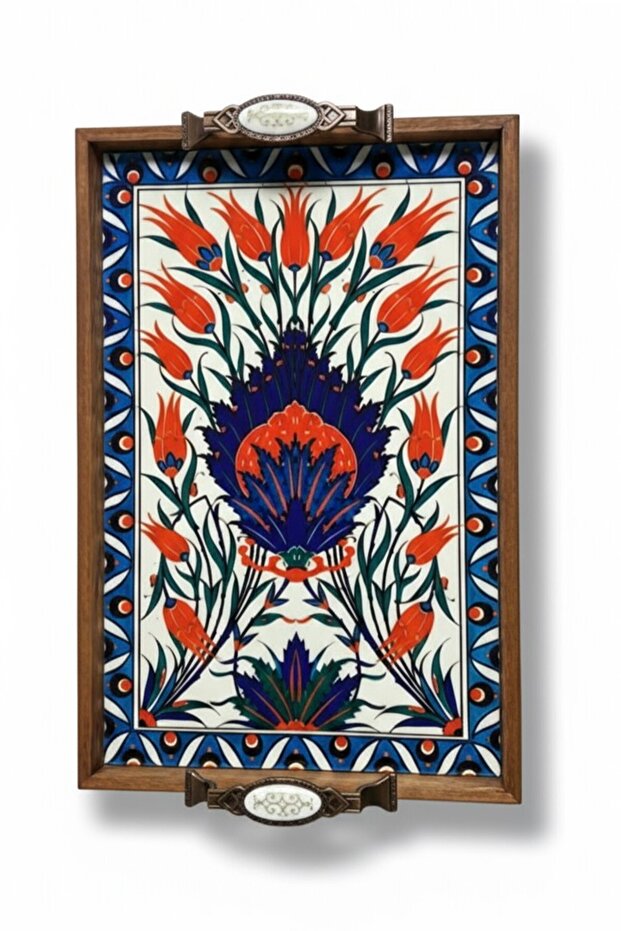 Handmade Wooden Framed Tile Printed Presentation Tray