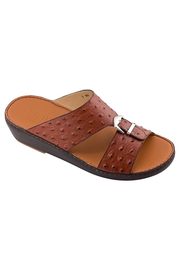A E T Handmade Arabic Sandals For Men | Outdoor Mens Slippers | Full Genuine Ostrich Leather