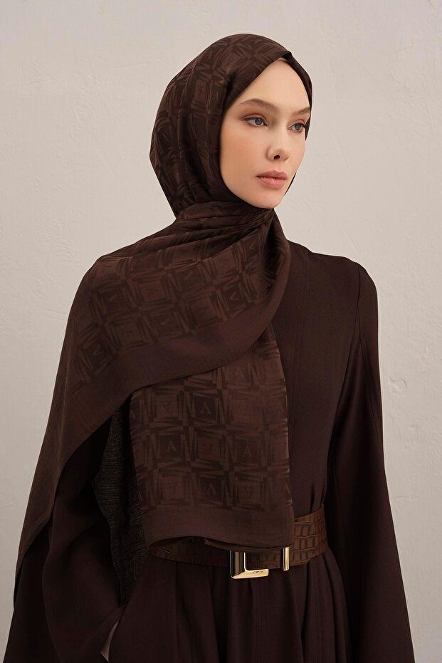 Lyocell Shawl - Logo Pattern - Aly6-10 - Bitter Brown