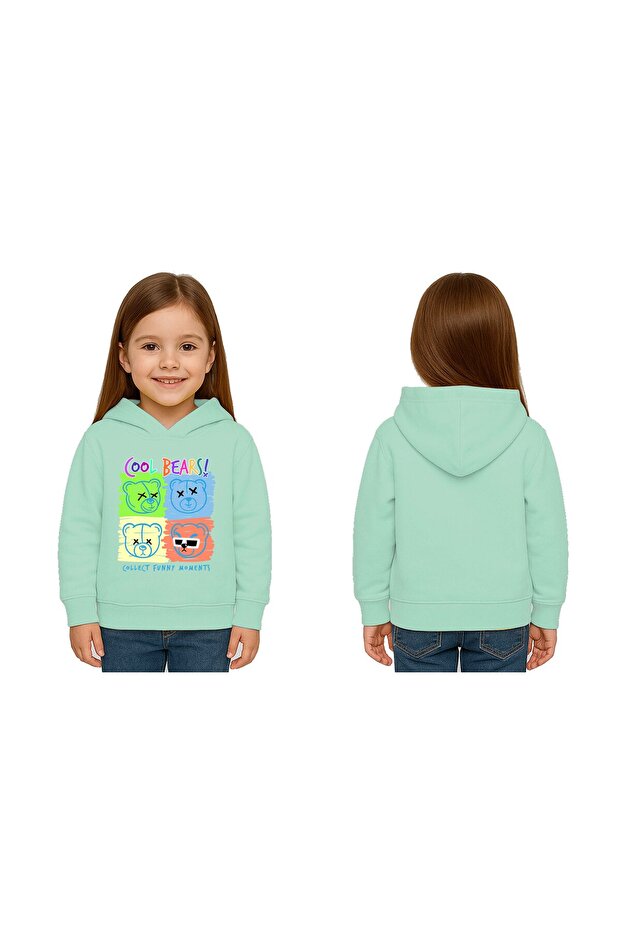 Unisex Teddy Bear Bear Printed Children's Swaetshirt Hooded 3 Thread Raster