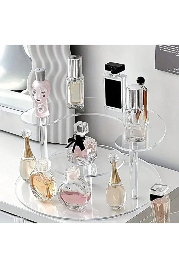 Transparent Acrylic Perfume Display Rack, Half Moon Stand Organizer, Clear Display Risers