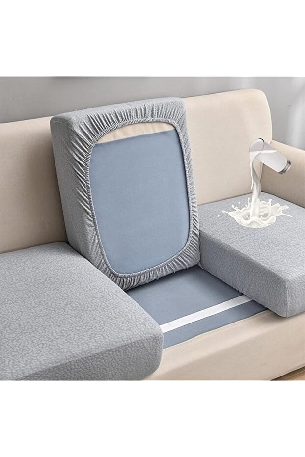Sofa Seat Cushion Cover (Large-2-Seater, Light Grey)