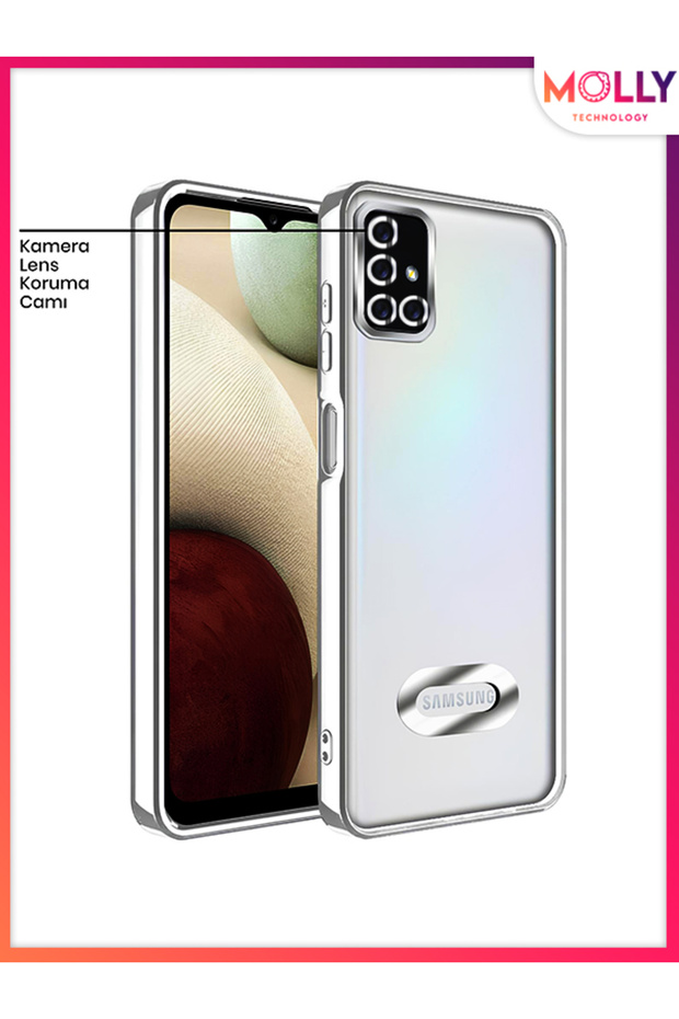 Lou Laser Transparent Silicone Case with Silver Lens Protector on the Edges for Samsung Galaxy A51
