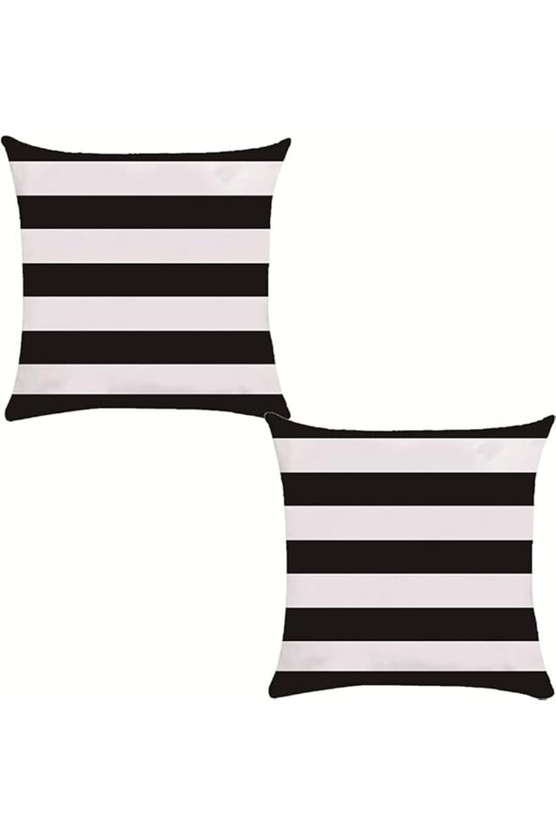 Striped Throw Pillow Covers 18x18 Black and White - 2 Pack