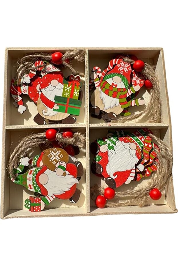 12pcs Wooden Gnome Christmas Ornaments Set - Paintable Elf Hanging Decorations
