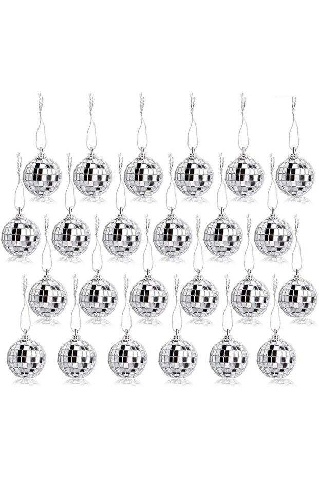 24 Pcs Silver Disco Mirror Ball for Party Decoration
