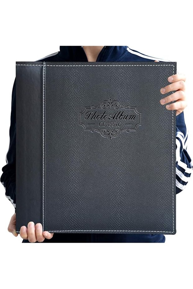 Leather Photo Album - Magnetic Self-Stick, Multi-Size (3x5 to 8x10), 40 Pages