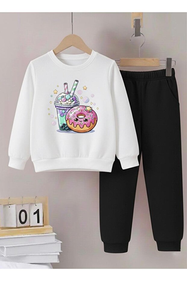 Girls' Donutvemi̇lsek Printed Tracksuit Set