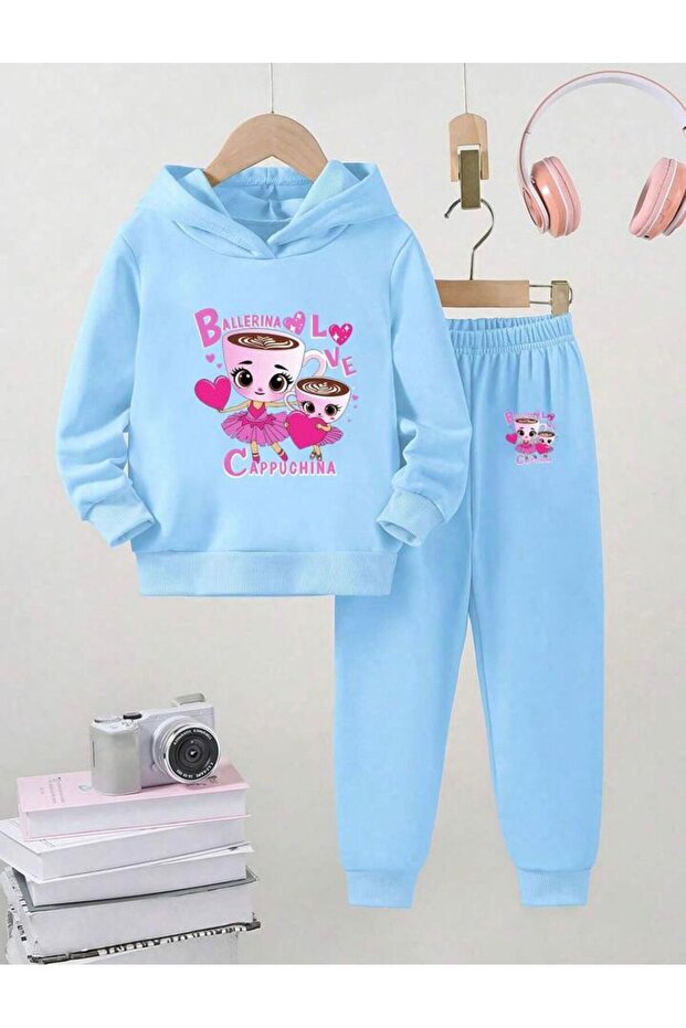 Girl's Baby Blue Ka Hooded Tracksuit Set