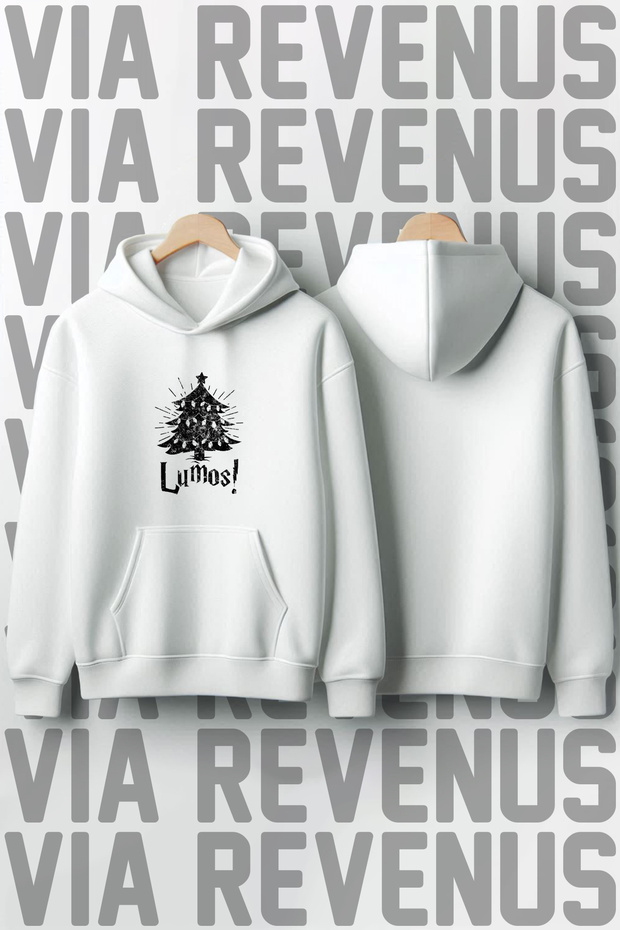 Lumos Christmas Tree Printed 100% Cotton Premium Quality Hooded Sweatshirt