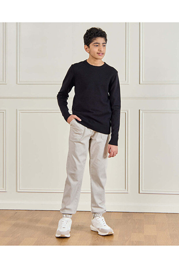 Senior Boys Black Solid Sweater - 2