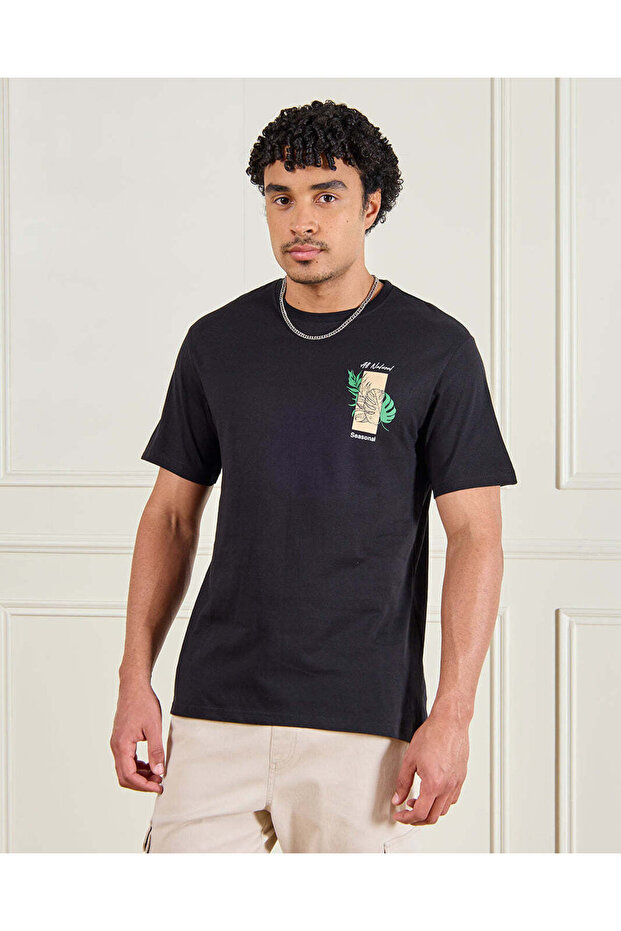 Men Black Printed T-Shirt