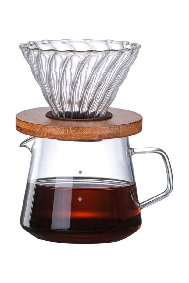 طقم ماكينة تحضير القهوة بالتقطير، متعدد الألوان، سعة 600 مل - 1