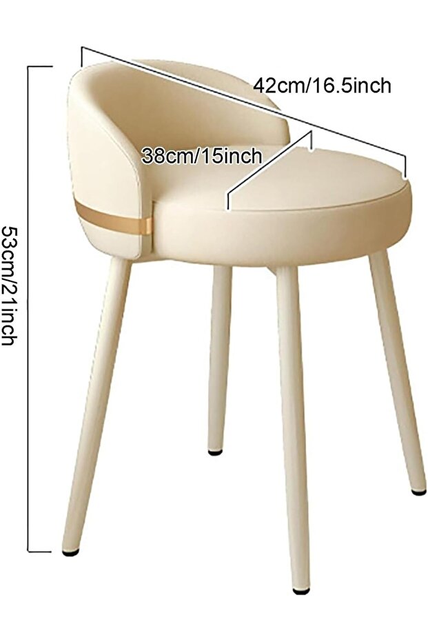 360° Rotating Makeup Chair, Dressing Chair, Cream Style Vanity Stool with Backrest, PU Leather, Reinforced Base, Dressing Room Chairs for Girls, Women, Suitable for Living Room, Bedroom, Salon (Gray)