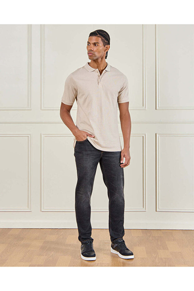 Men Beige Basic Polo Shirt - 2