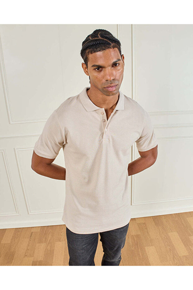 Men Beige Basic Polo Shirt - 5