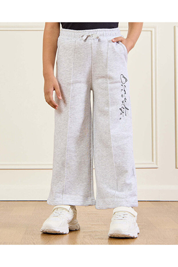 Girls Grey Beauty Flower Joggers