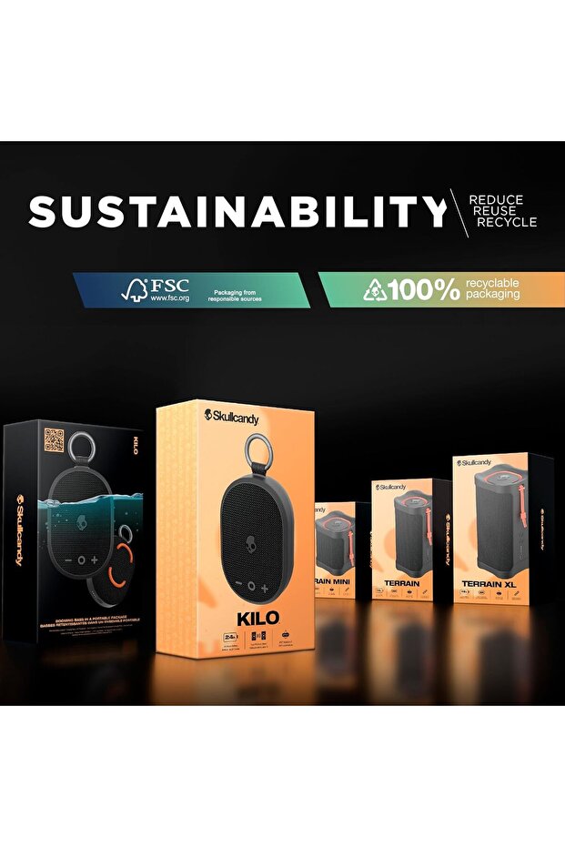 مكبر صوت لاسلكي محمول بتقنية بلوتوث من كيلو، أسود، عبوة من قطعتين - 8