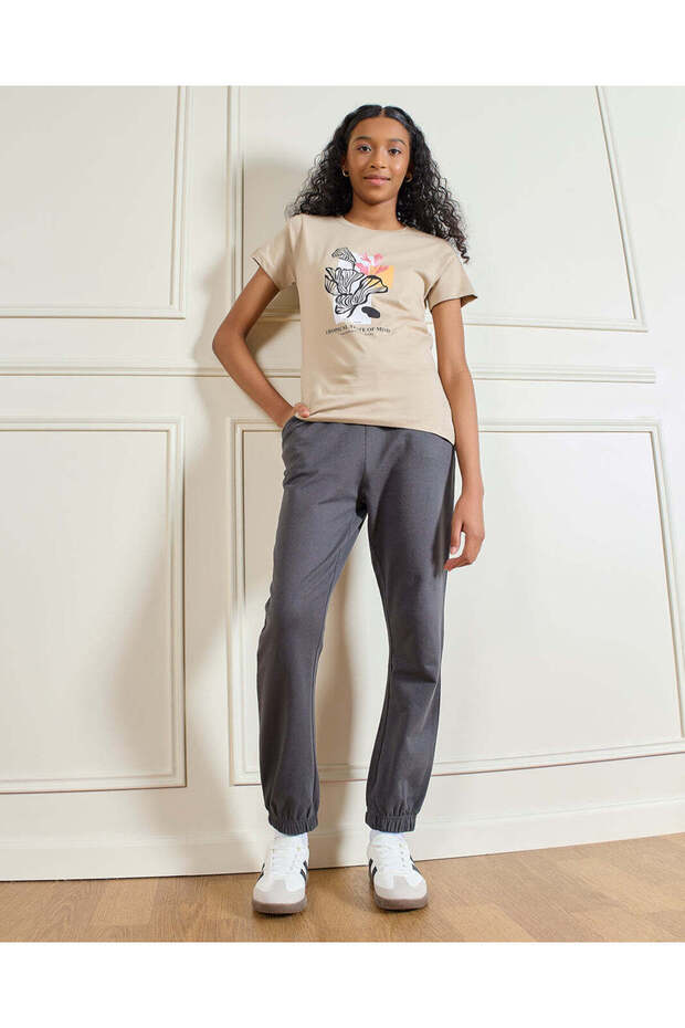 بنطال رياضي أساسي رمادي للفتيات الكبيرات - 5