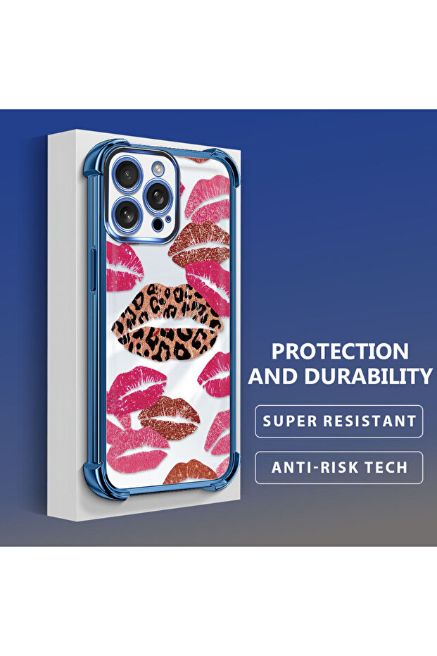 حافظة واقية من السيليكون الشفاف المتوافقة مع هاتف iPhone 16 Pro Max بأنماط الشفاه - 3