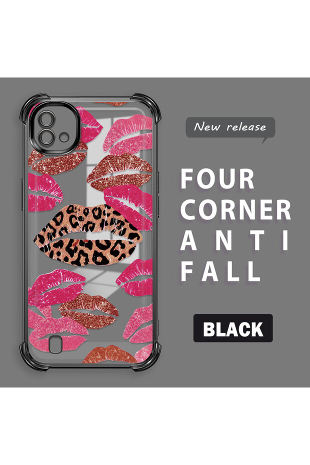 حافظة واقية من السيليكون الشفاف المتوافقة مع Realme C20/C20A بأنماط الشفاه - 1