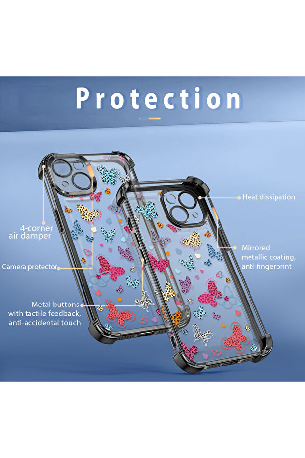 حافظة واقية من السيليكون الشفاف المتوافقة مع هاتف iPhone 14 Pro Max بأنماط الفراشة - 8