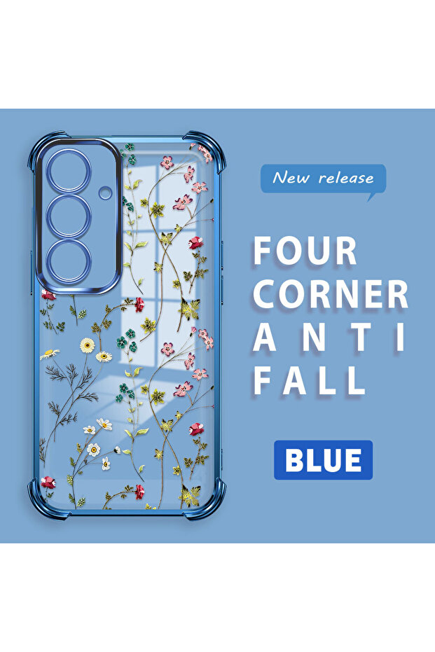 Samsung Galaxy S25 Compatible Transparent Silicone Flutter Protective Case Flower Patterns